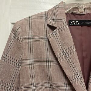 Zara Mauve Plaid Blazer